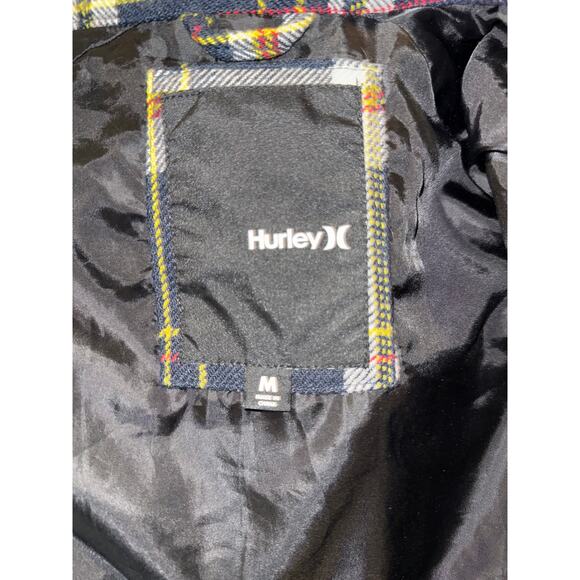 Hurley Wool Plaid Flannel Button Down Jacket Blue M - Picture 6 of 7